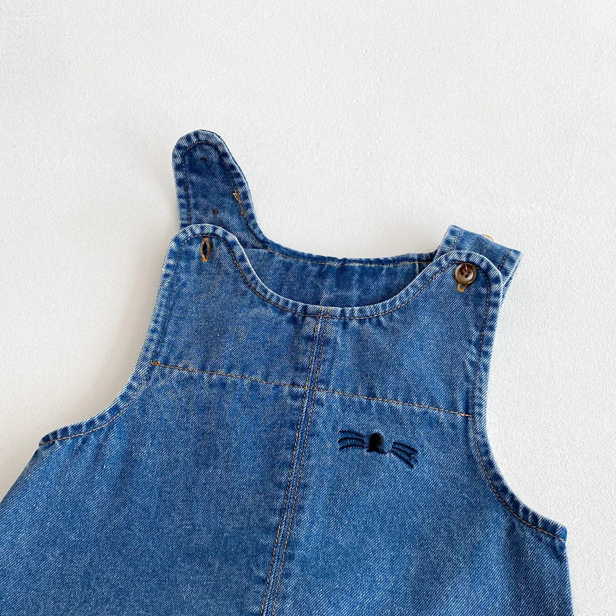 Bunny Ear & Pom-Pom Tail Denim Romper for Babies
