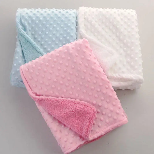 Raised Dot Plush Baby Blanket with Sherpa Fleece Backing
