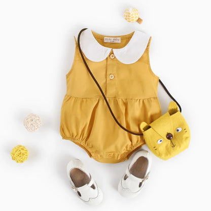 Lace-Trim Gingham Bubble Bodysuit for Baby Girls