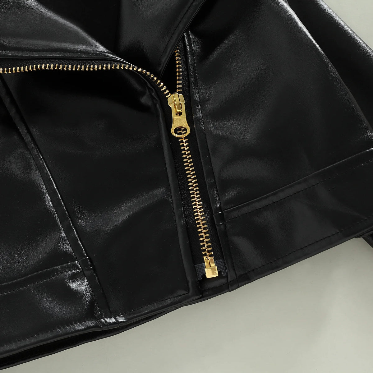 Classic Moto Kids’ Faux Leather Jacket with Gold-Tone Zip