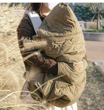 Cozy Hooded Baby Stroller Blanket & Carrier Cover – Quilted Swaddle Wrap for Newborns (Autumn–Winter)