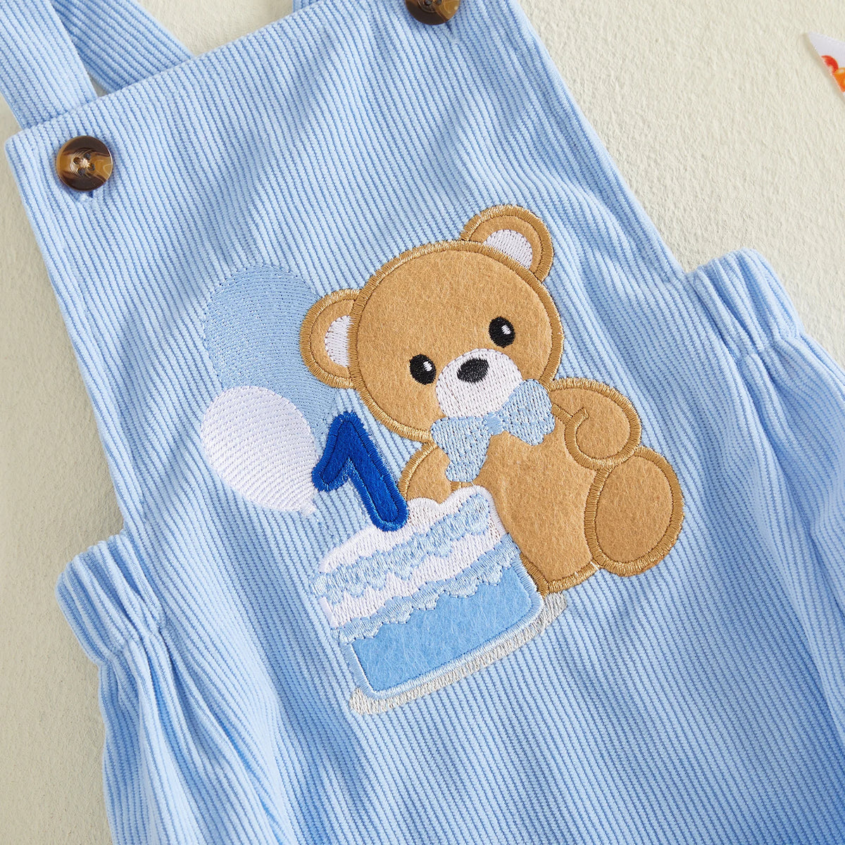 Citgeett Summer Infant Baby Boys Birthday Outfit Cute Bear Cake Embroidery Bodysuit Overalls Clothes