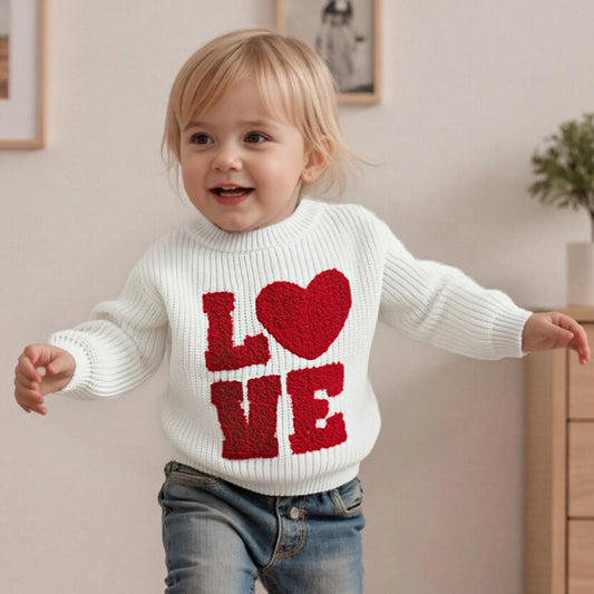 LOVE Heart Knit Sweater for Babies & Toddlers – Cozy Crewneck Pullover