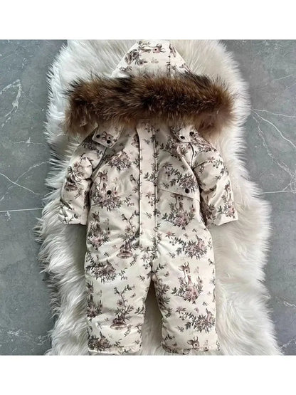 Floral Woodland Hooded Winter Snowsuit for Baby Girls