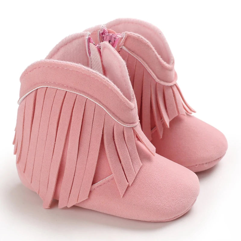 Western Floral Embroidered Baby Cowboy Boots with Soft Cotton Soles