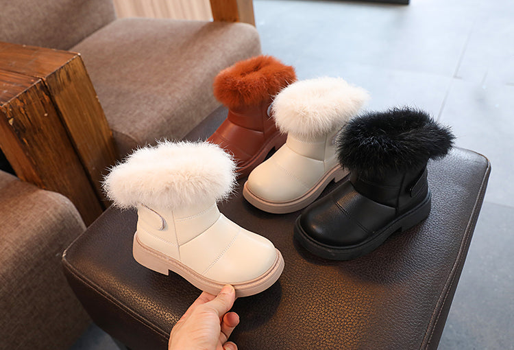 Girls' Faux Fur Trim Snow Boots – Warm Winter Ankle Boots for Toddlers & Little Girls