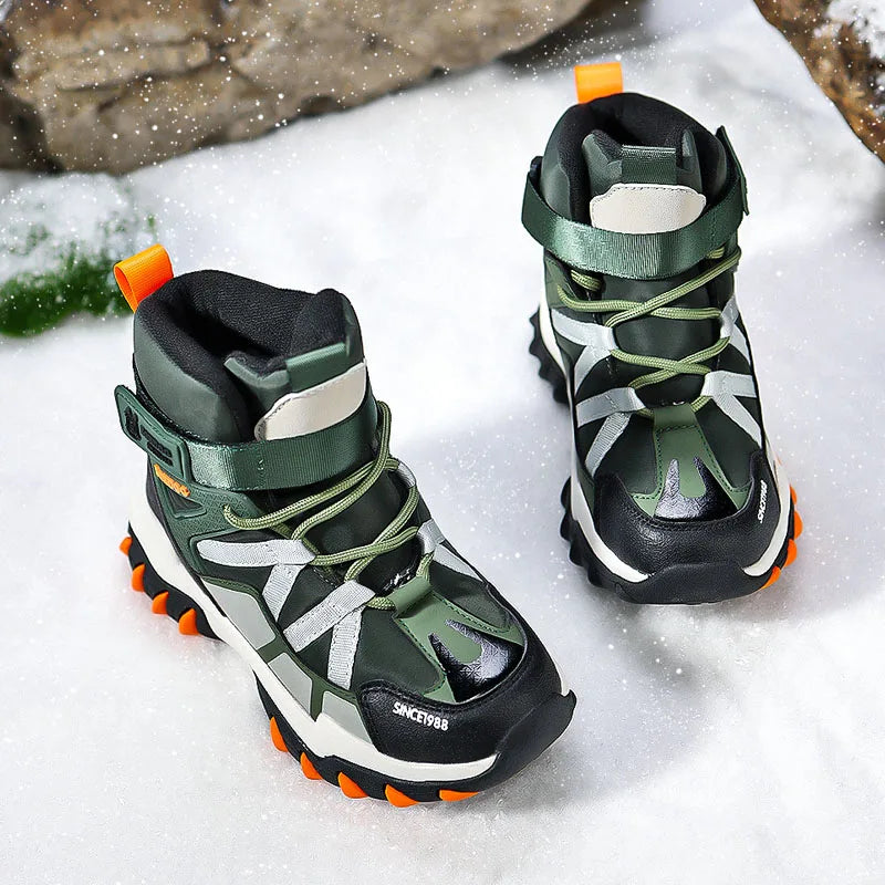 High-Top Hook-and-Loop Outdoor Boots for Boys