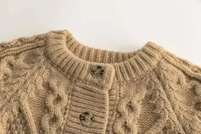 Classic Cable-Knit Cardigan – Cozy Button-Front Sweater for Kids