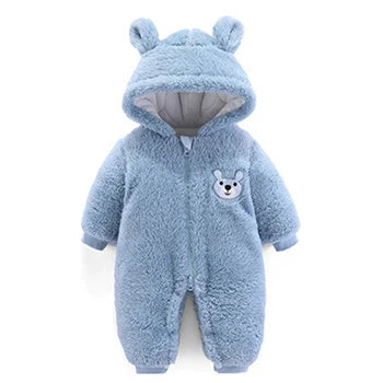 Plush Bear-Ear Fleece Baby Romper