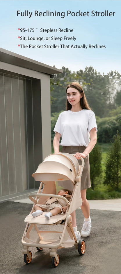 Lightweight Compact Travel Stroller with Reclining Seat – One-Hand Fold & UPF 50+ Canopy