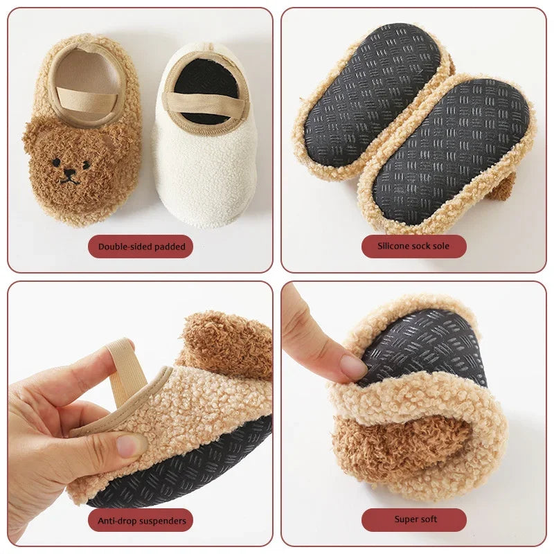 Plush Bear Baby First Walker Shoes – Soft, Non-Slip & Cozy (0–18 Months)