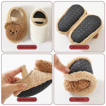 Plush Bear Baby First Walker Shoes – Soft, Non-Slip & Cozy (0–18 Months)