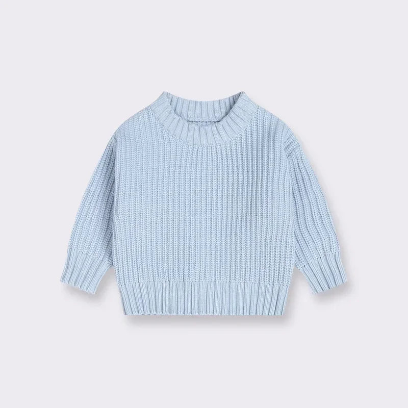 Chunky Ribbed Crewneck Cotton Sweater for Babies & Kids