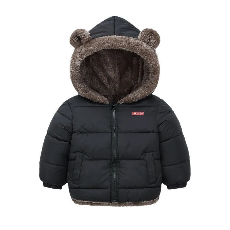 Bear-Ear Plush-Lined Kids’ Puffer Jacket