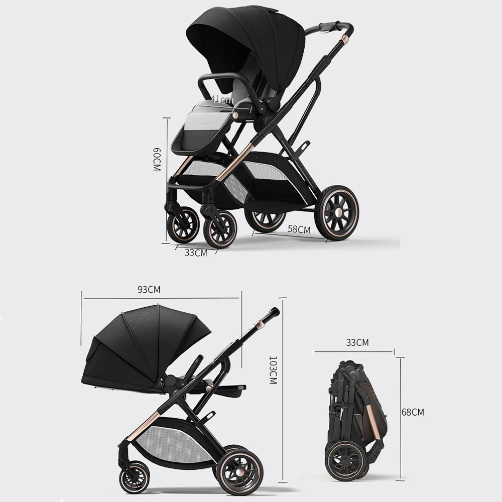 High Landscape Convertible Stroller with Reversible Seat – All-Terrain Wheels & 3-Position Recline