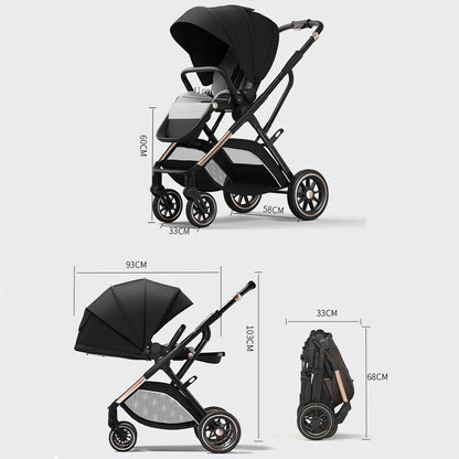 High Landscape Convertible Stroller with Reversible Seat – All-Terrain Wheels & 3-Position Recline