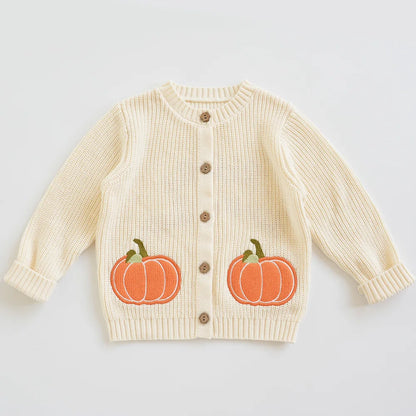 Baby & Toddler Girls Cotton Knit Cardigan (2–6 Years) – Button-Front Sweater with Duck Embroidery