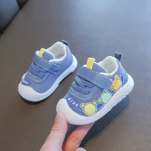 Colorful Bear Accent Baby & Toddler Sneakers with Breathable Mesh