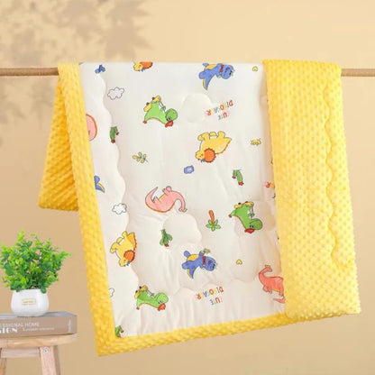 Cartoon Dinosaur & Animal Print Reversible Baby Blanket