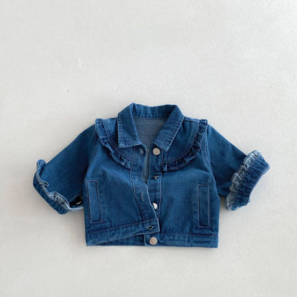 Baby Girls Ruffle Denim Jacket – Sweet Princess Style (1–6 Years)