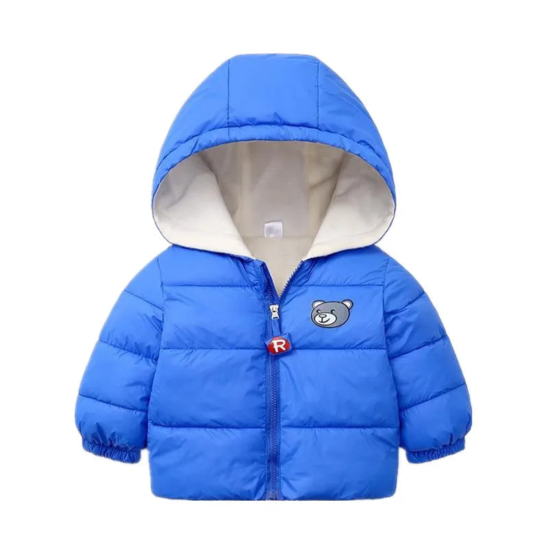 Bear Patch Hooded Puffer Jacket for Boys