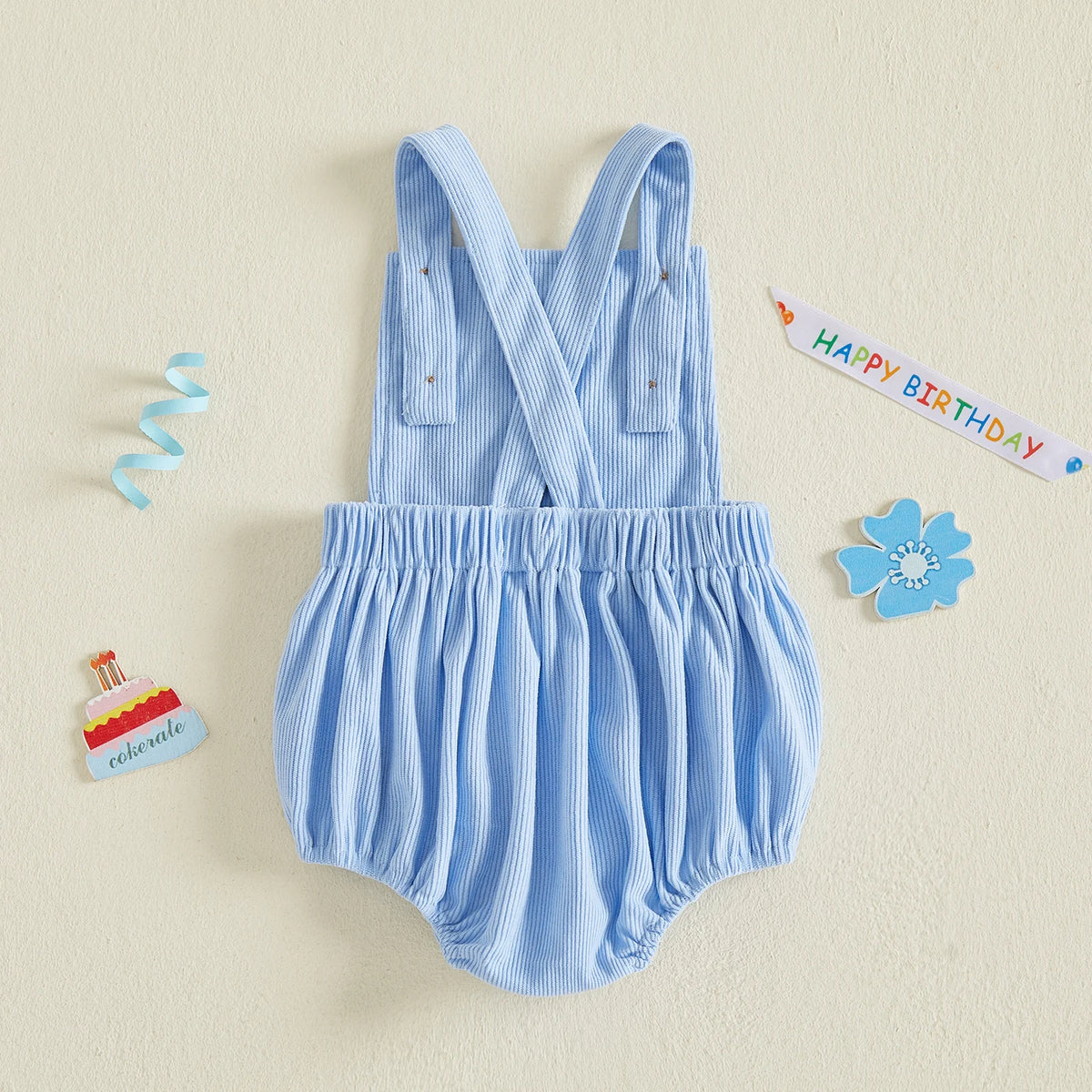 Citgeett Summer Infant Baby Boys Birthday Outfit Cute Bear Cake Embroidery Bodysuit Overalls Clothes