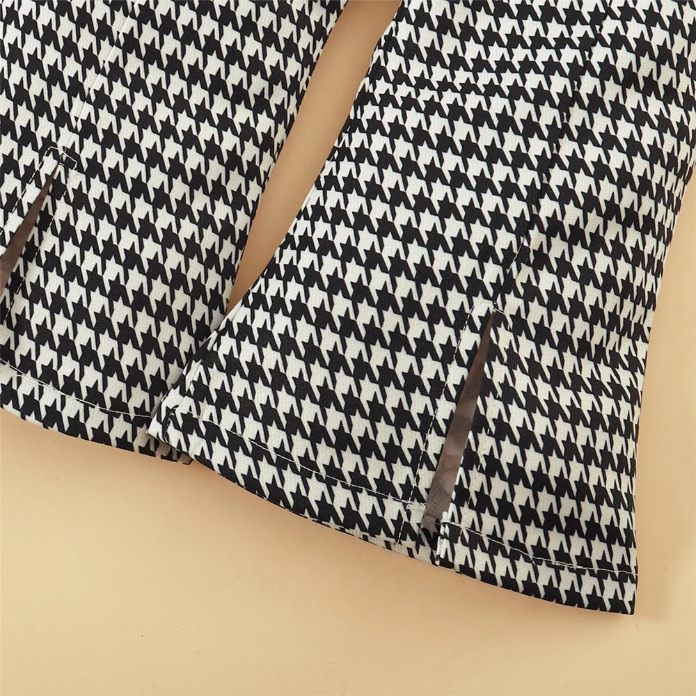 Houndstooth Heart Girls’ Top, Flare Pants & Beret Set