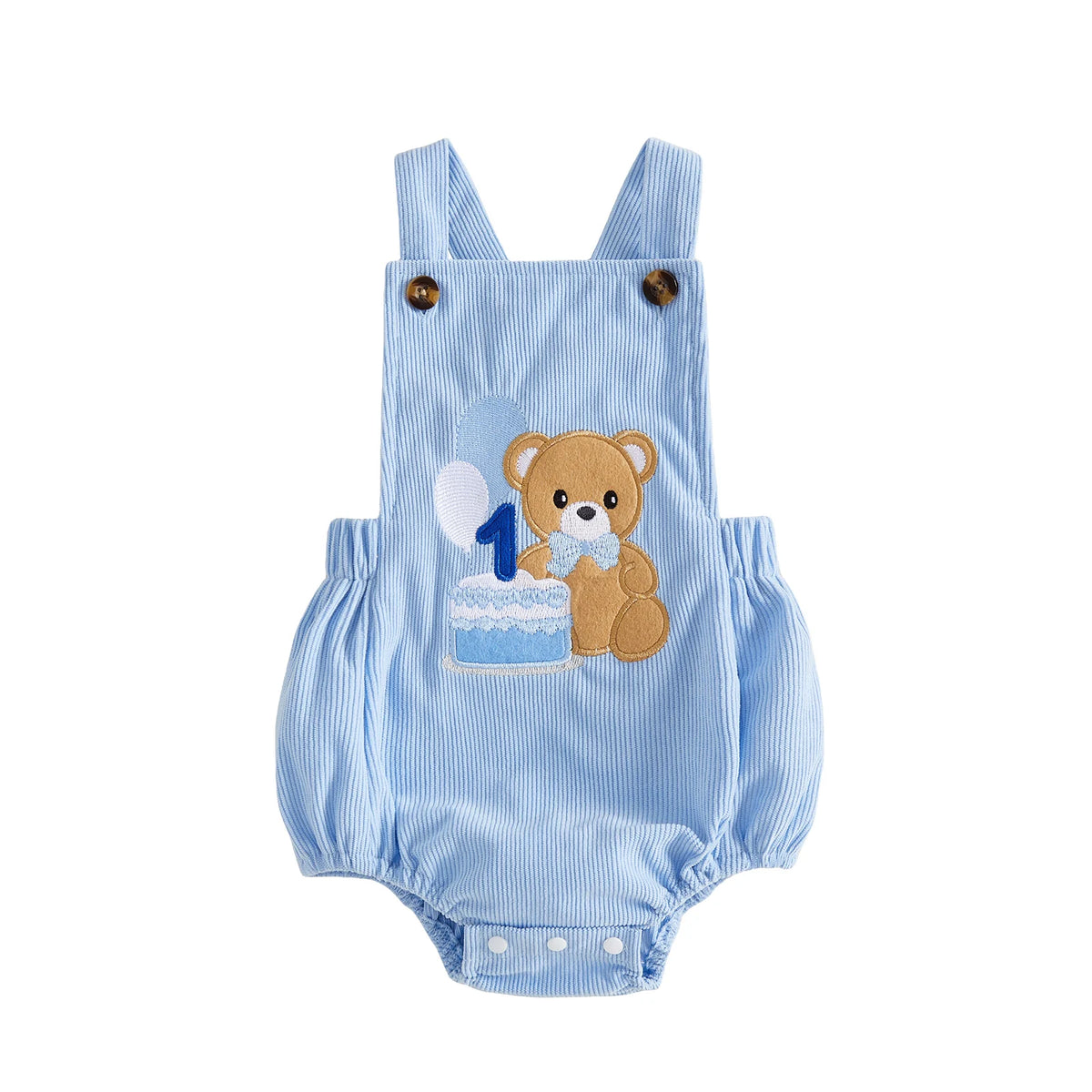 Citgeett Summer Infant Baby Boys Birthday Outfit Cute Bear Cake Embroidery Bodysuit Overalls Clothes