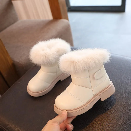 Girls' Faux Fur Trim Snow Boots – Warm Winter Ankle Boots for Toddlers & Little Girls