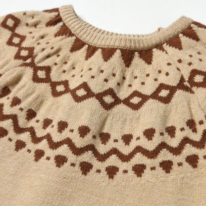 Geometric Yoke Cotton Knit Sweater for Kids
