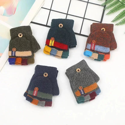 Cozy Half-Finger Kids Gloves – Warm Knit Writing Gloves for Fall & Winter