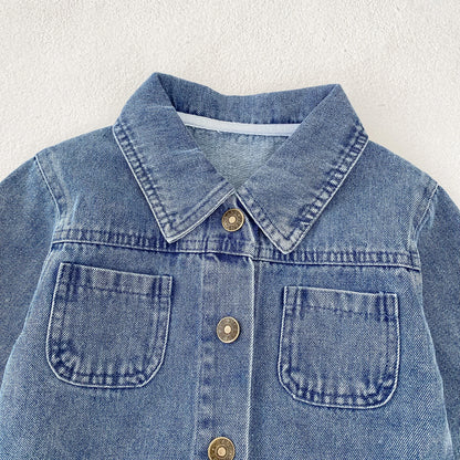 Baby Denim Jacket with Double Pockets – Soft Cotton Button Jacket (Ages 6–24 Months)