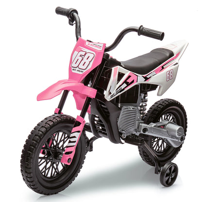 12V Electric Dirt Bike for Kids with Training Wheels & Bluetooth
