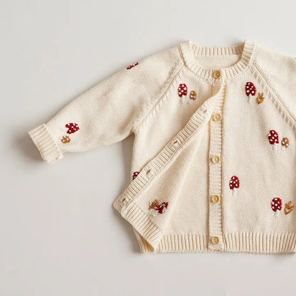 Baby & Toddler Girls Cotton Knit Cardigan (2–6 Years) – Button-Front Sweater with Duck Embroidery