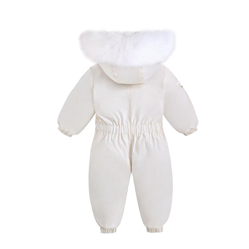Fluffy-Trim Hooded Winter Snowsuit for Toddlers