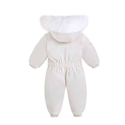 Fluffy-Trim Hooded Winter Snowsuit for Toddlers