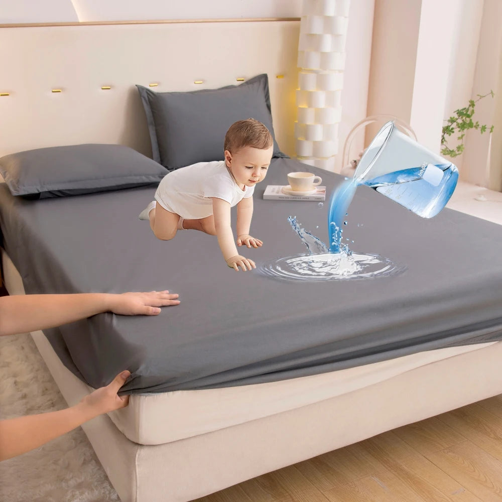 Waterproof Deep Pocket Fitted Sheet with TPU Mattress Protection
