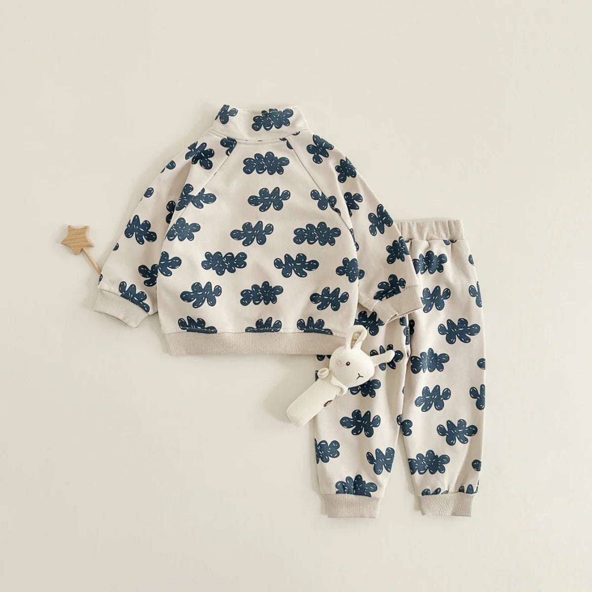 Doodle Leaf Half-Zip Sweatshirt & Jogger Set