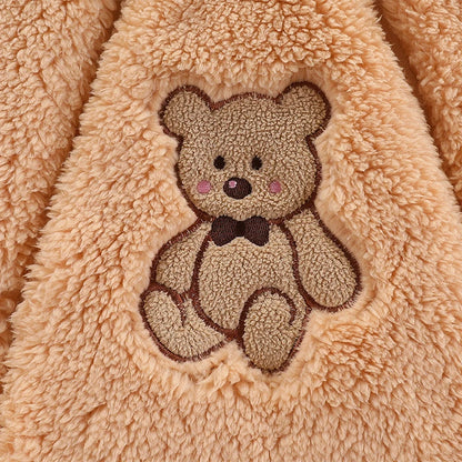 Cozy Critter Winter Romper – Hooded Plush Jumpsuit (0–12 Months)