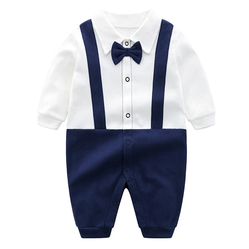 Bow-Tie Tuxedo Romper for Baby Boys