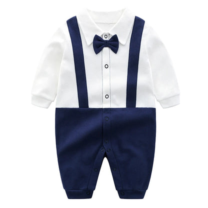 Bow-Tie Tuxedo Romper for Baby Boys