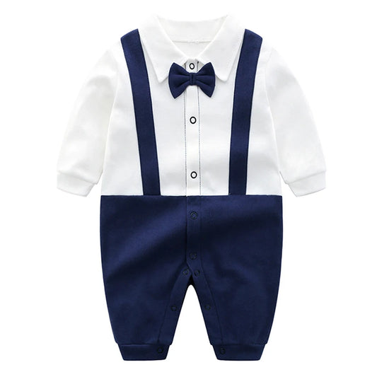 Bow-Tie Tuxedo Romper for Baby Boys
