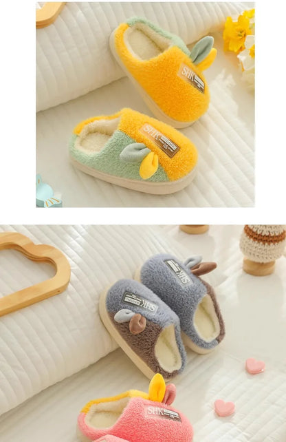 Plush Bunny Ear Kids Slippers – Warm Non-Slip Indoor Shoes for Toddlers & Kids