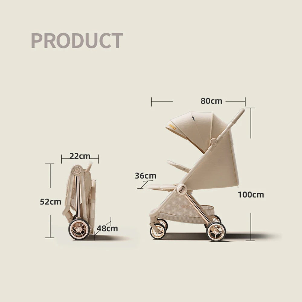 Lightweight Compact Travel Stroller with Reclining Seat – One-Hand Fold & UPF 50+ Canopy