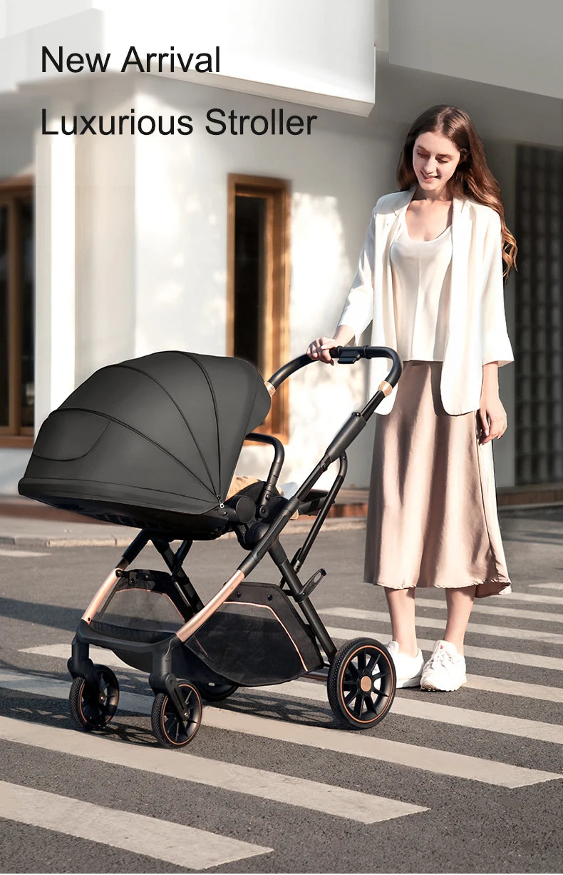 High Landscape Convertible Stroller with Reversible Seat – All-Terrain Wheels & 3-Position Recline