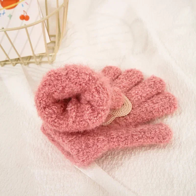 Soft Cartoon Winter Gloves for Toddlers (Ages 1–3)
