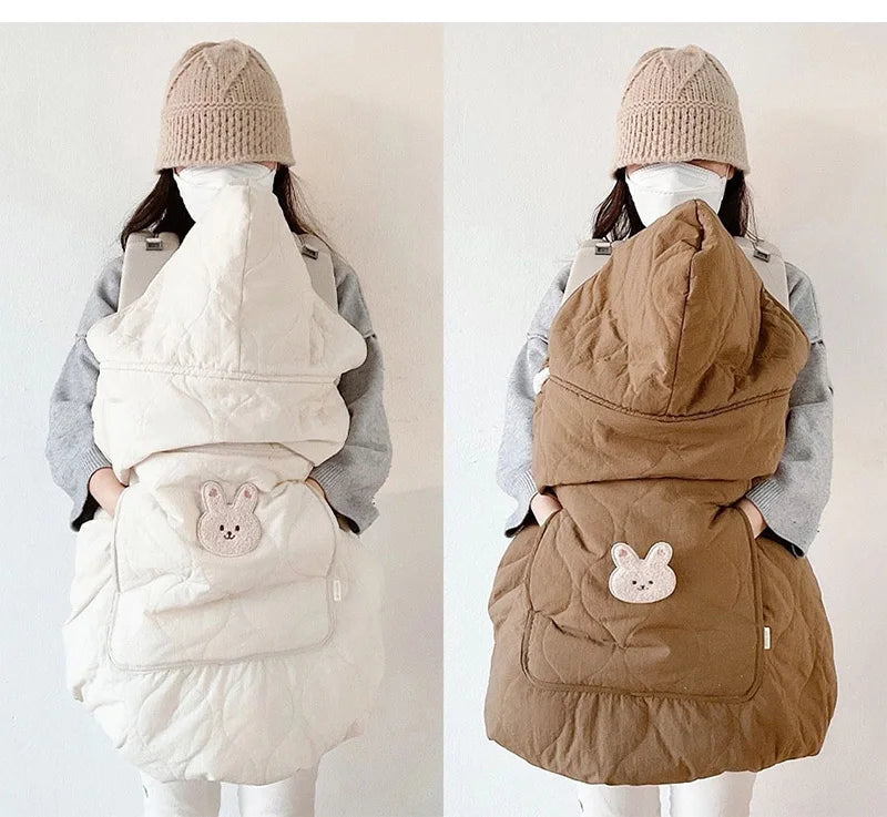 Cozy Hooded Baby Stroller Blanket & Carrier Cover – Quilted Swaddle Wrap for Newborns (Autumn–Winter)