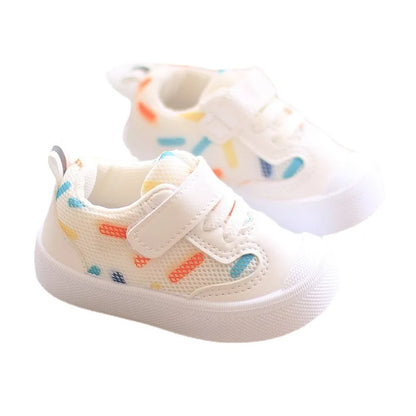 Color-Dash Mesh Velcro First Walker Sneakers
