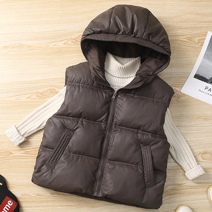 Kids Hooded Puffer Vest – Warm, Lightweight Winter Layer for Boys & Girls (Ages 4–8)