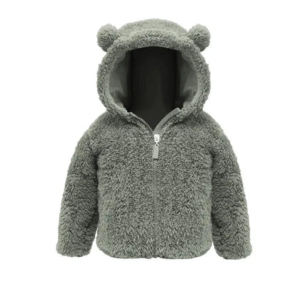Bear-Ear Zip Teddy Fleece Hooded Jacket for Boys